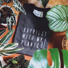 Load image into Gallery viewer, Happiest with my Plants - Men's Mixed Black Crewneck T-Shirt