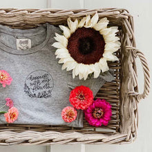 Load image into Gallery viewer, Happiest with my Flowers - Grey Gentle Scoop Neck T-Shirt