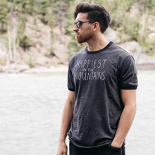 Load image into Gallery viewer, Happiest in the Mountains - Men's Mixed Black Crewneck T-Shirt