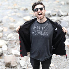 Load image into Gallery viewer, Happiest in the Mountains - Men's Mixed Black Crewneck T-Shirt