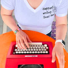 Load image into Gallery viewer, Happiest Writing Snail Mail - Women's White V-Neck T-Shirt
