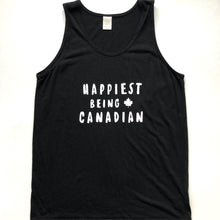 Load image into Gallery viewer, Happiest Being Canadian - Unisex Bamboo + Organic Cotton Tank Top - Black
