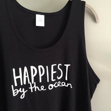 Load image into Gallery viewer, Happiest by the ocean - Bamboo + Organic Cotton Tank Top - BLACK