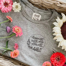 Load image into Gallery viewer, Happiest with my Flowers - Grey Gentle Scoop Neck T-Shirt