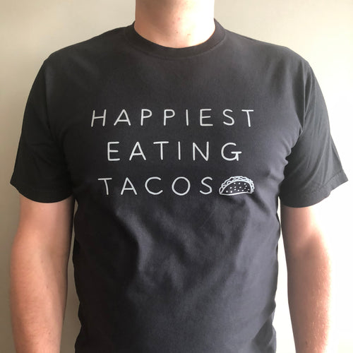 Happiest Eating Tacos - Men's 100% Cotton Jersey Black Crewneck T-Shirt