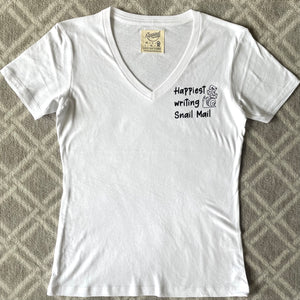 Happiest Writing Snail Mail - Women's White V-Neck T-Shirt