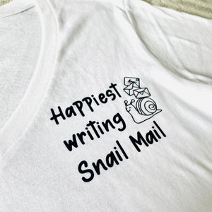 Happiest Writing Snail Mail - Women's White V-Neck T-Shirt