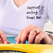 Load image into Gallery viewer, Happiest Writing Snail Mail - Women&#39;s White V-Neck T-Shirt
