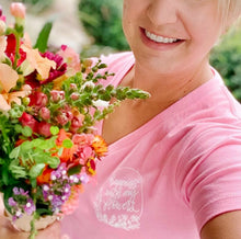 Load image into Gallery viewer, Happiest with my Flowers - Bright Pink V-Neck T-Shirt