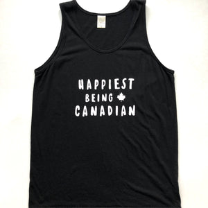 Happiest Being Canadian - Unisex Bamboo + Organic Cotton Tank Top - Black