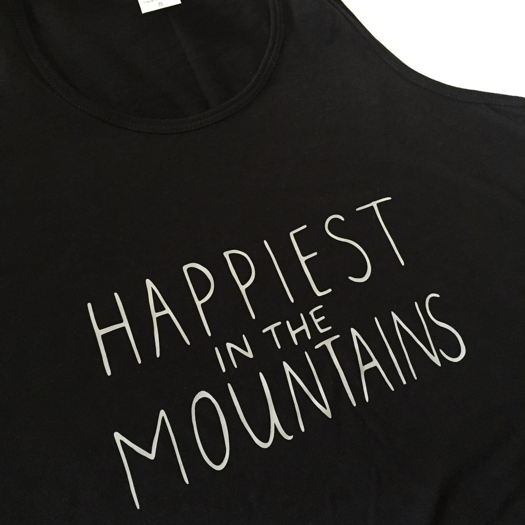 Happiest in the Mountains - Bamboo + Organic Cotton Tank Top - BLACK
