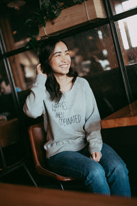 Happiest When Caffeinated - Raw Edge Pullover