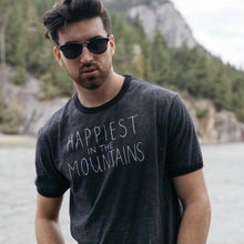 Load image into Gallery viewer, Happiest in the Mountains - Men&#39;s Mixed Black Crewneck T-Shirt